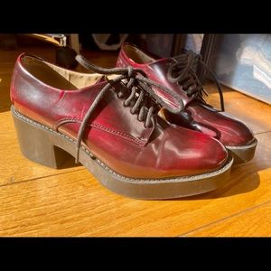 Zara Burgundy Heeled Oxfords